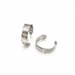 Wide Hammered Semi Hoop Earrings 1