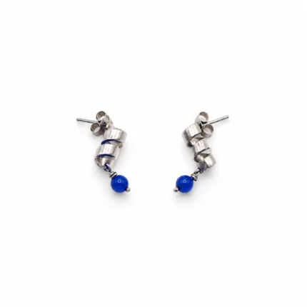 Spiral Serenity Stud Earrings with Stone 1