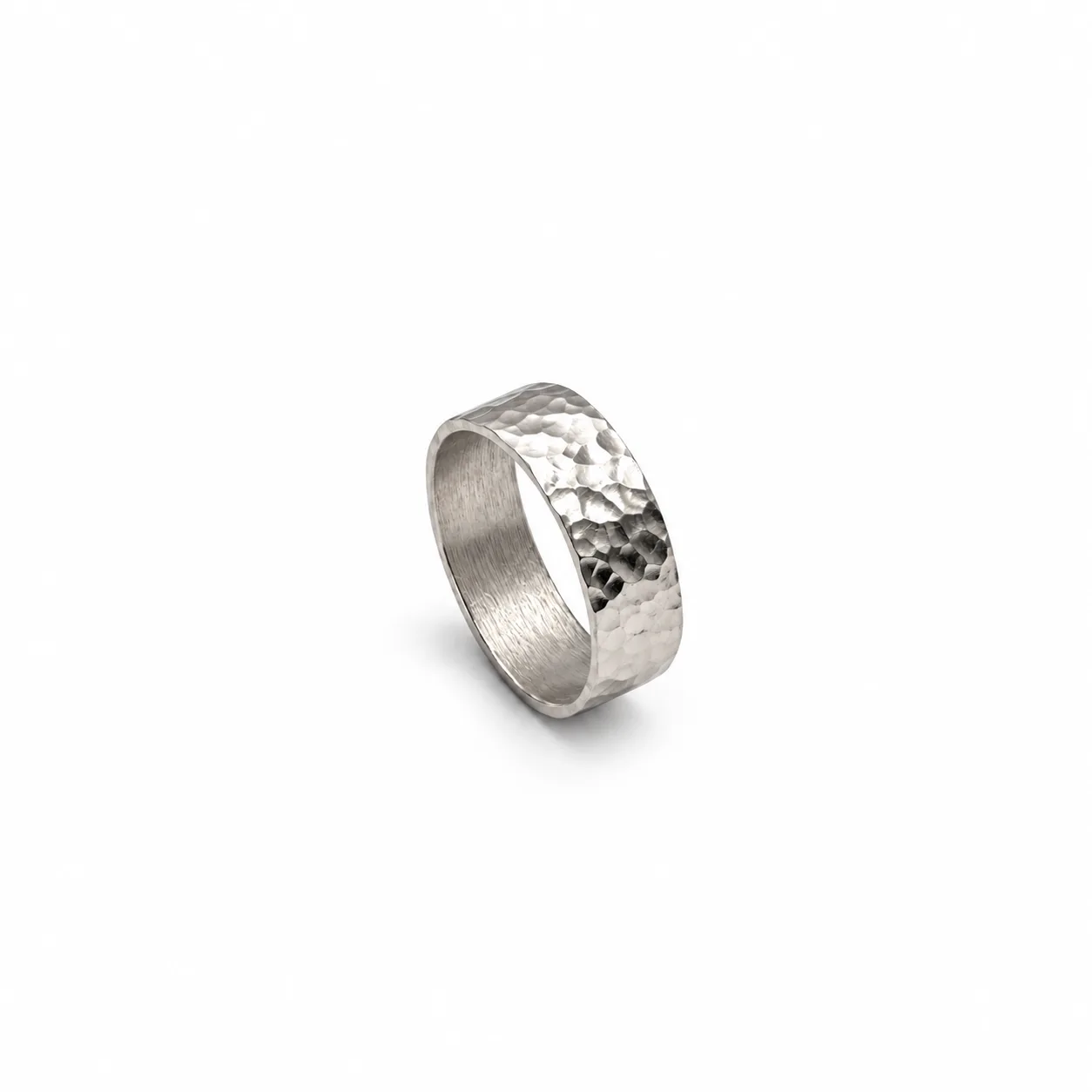 w h 5 Wide Band Hammered Ring 2