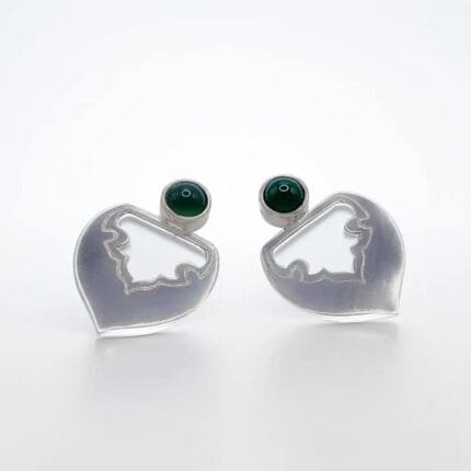 Green Agate Persian Motif Earrings