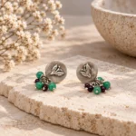 Berry and Leaf Disc Stud Earrings - Image 2