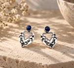 Persian Motif Earrings with Lapis Lazuli Cabochons - Image 2