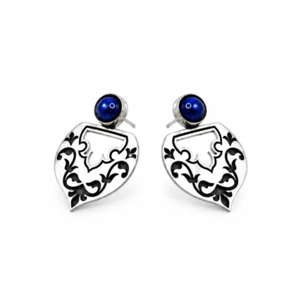 Floral Persian Motif Earrings with Lapis Lazuli 2