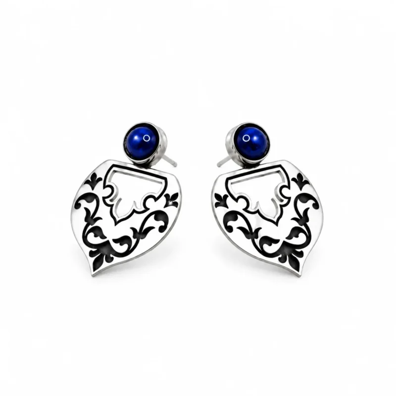 Floral Persian Motif Earrings with Lapis Lazuli 2