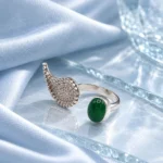 Milgrain Paisely and Oval Green Agate Ring - Image 5