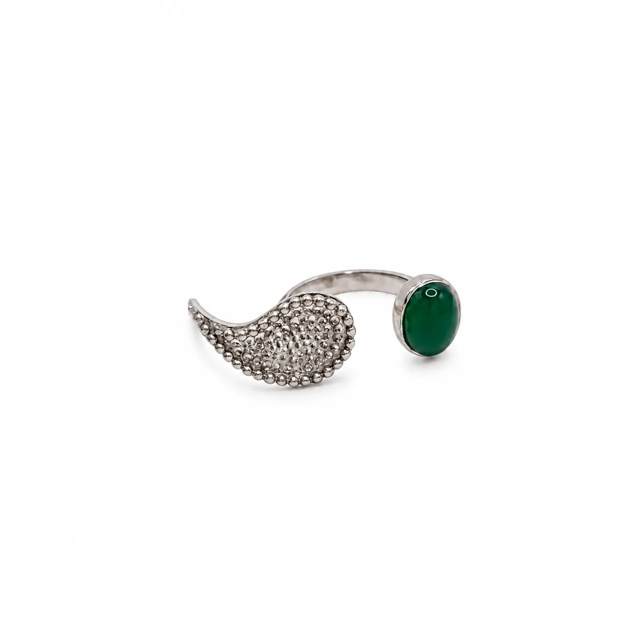 green r Milgrain Paisely and Oval Green Agate Ring 2
