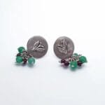 Berry and Leaf Disc Stud Earrings