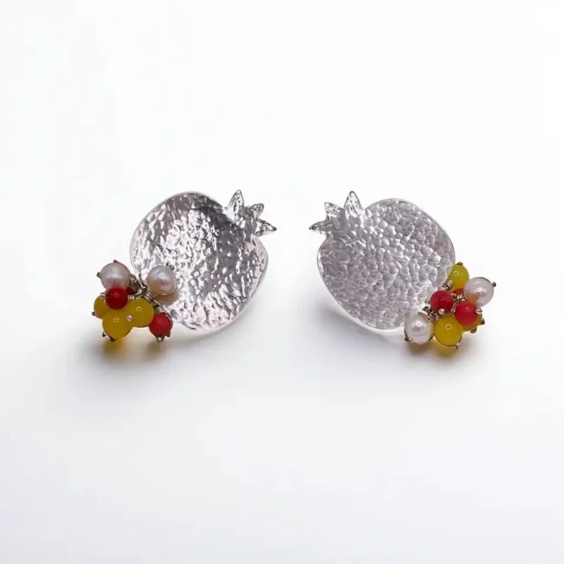 Hammered Pomegranate Earrings