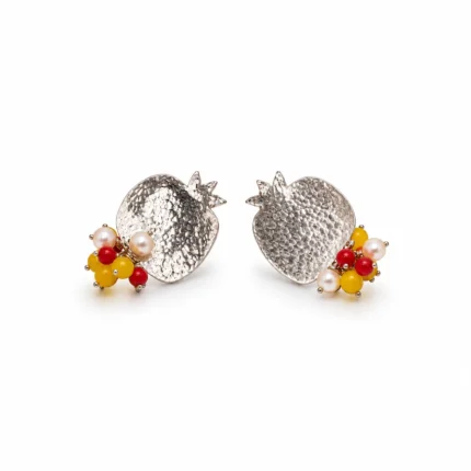 Hammered Pomegranate Earrings 1