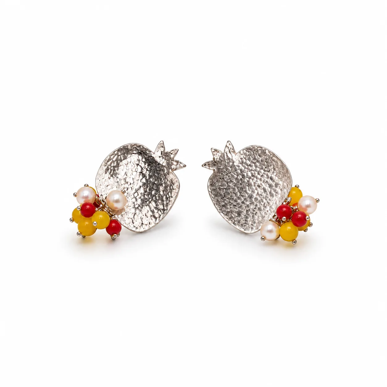 anar ear 3 Hammered Pomegranate Earrings 1
