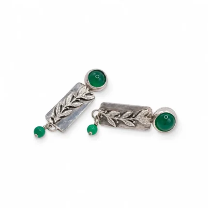 Leaf and Green Agate Earrings 1
