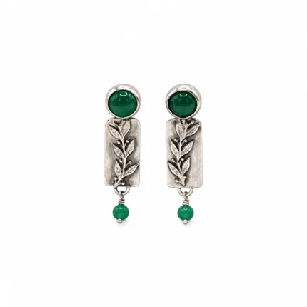 Leaf and Green Agate Earrings 2
