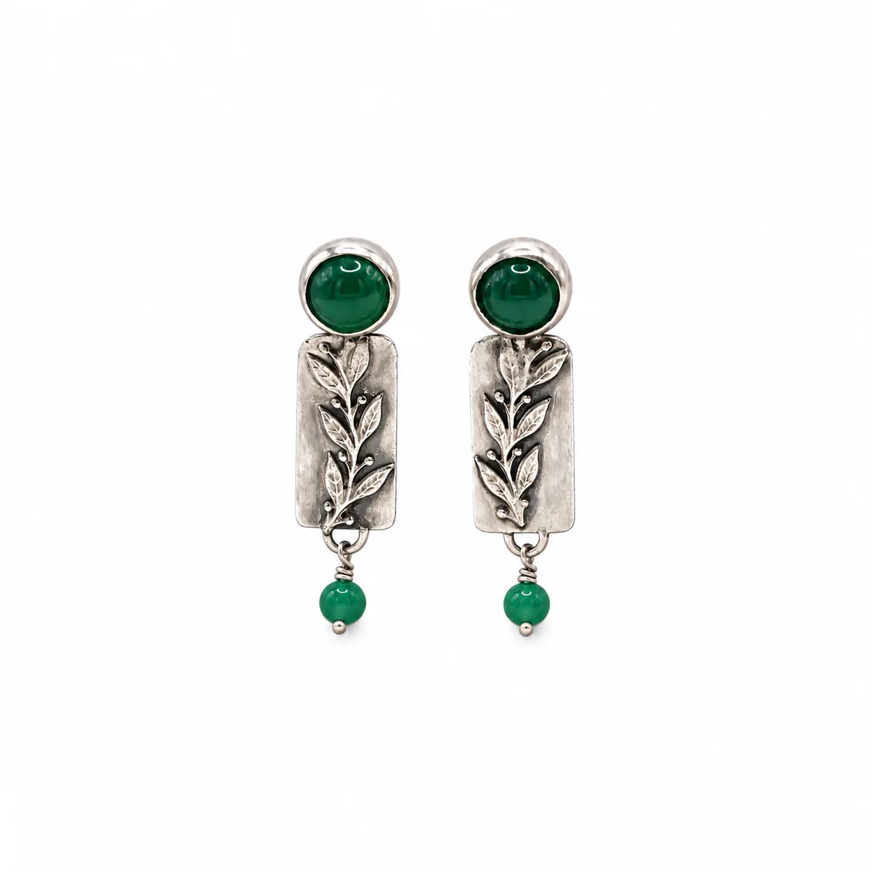 new b Leaf and Green Agate Earrings 2