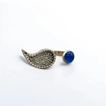 Milgrain Paisley and Blue Agate Open RING