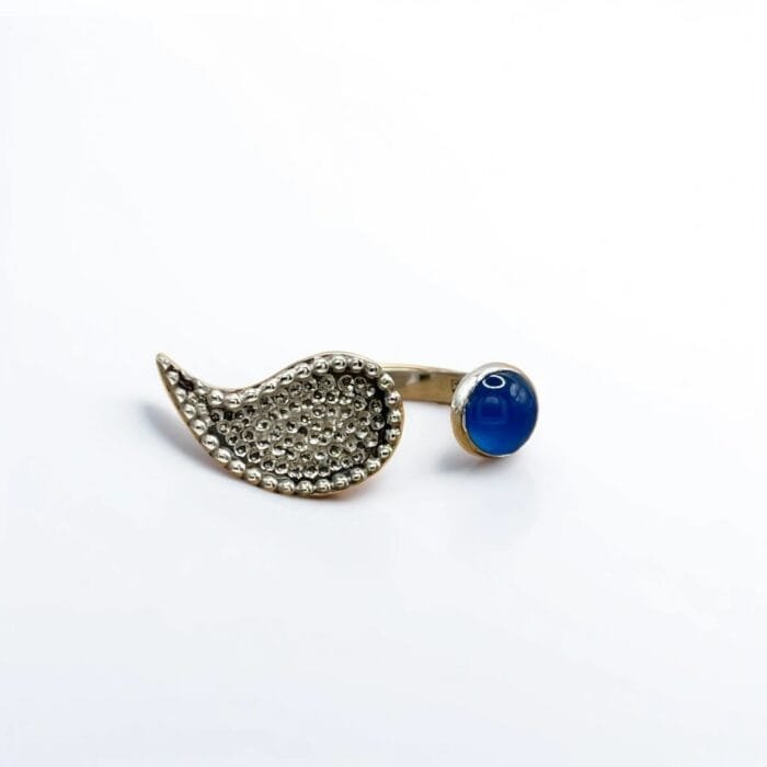 Milgrain Paisley and Blue Agate Open RING