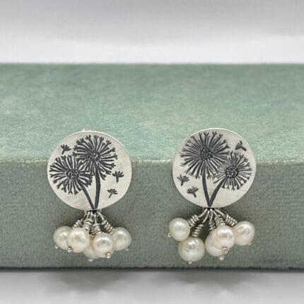 Dandelion Earrings with Fresh water Pearls