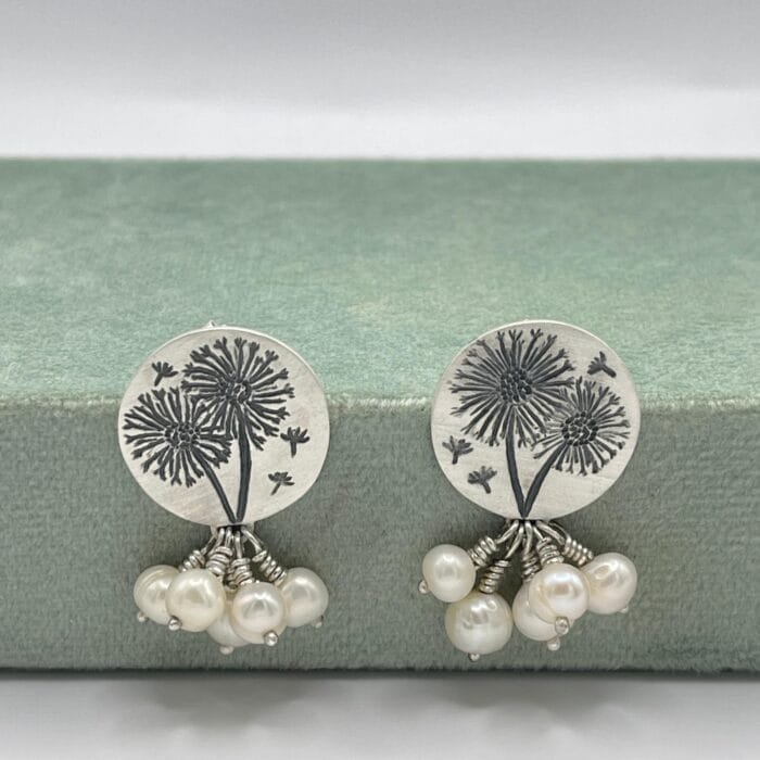 Dandelion Earrings with Fresh water Pearls