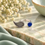 Milgrain Paisley and Round Blue Agate Ring - Image 2