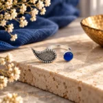 Milgrain Paisley and Round Blue Agate Ring - Image 3