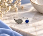 Milgrain Paisely and Round Blue Agate Ring - Image 6