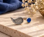 Milgrain Paisely and Round Blue Agate Ring - Image 2