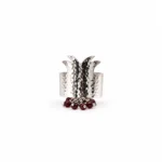 Pomegranate Wide Band Ring With Red Garnet Stones 2